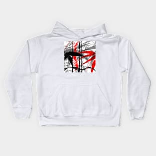 red black grey silver white bamboo abastract digital painting Kids Hoodie